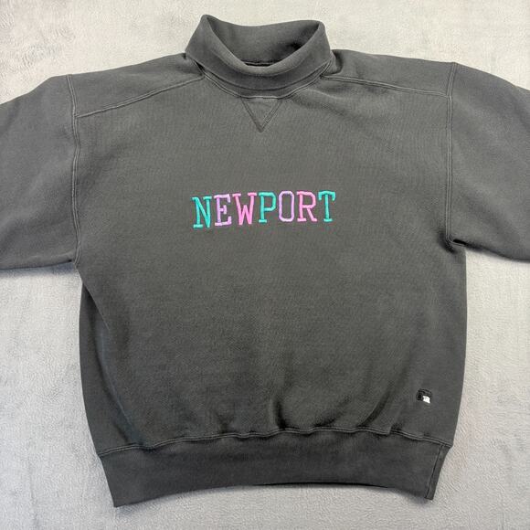 Vintage Russell Sweatshirt Women's Large Black Newport Rhode Island Turtleneck - Picture 2 of 10